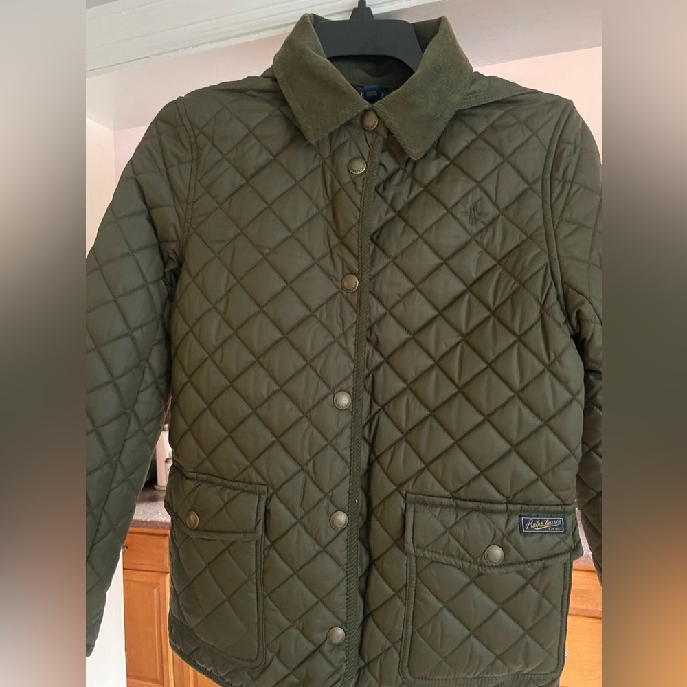 Girls size 12-14 Olive green quilted jacket